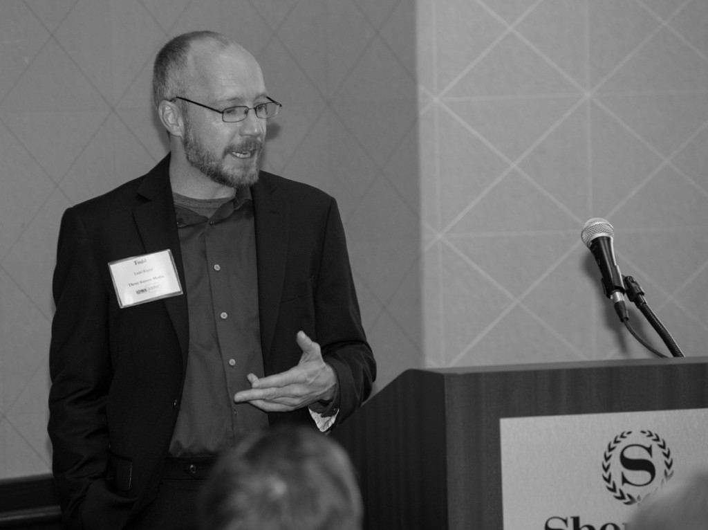 Todd Razors speaking about digital media and commercial real estate at a marketing expo